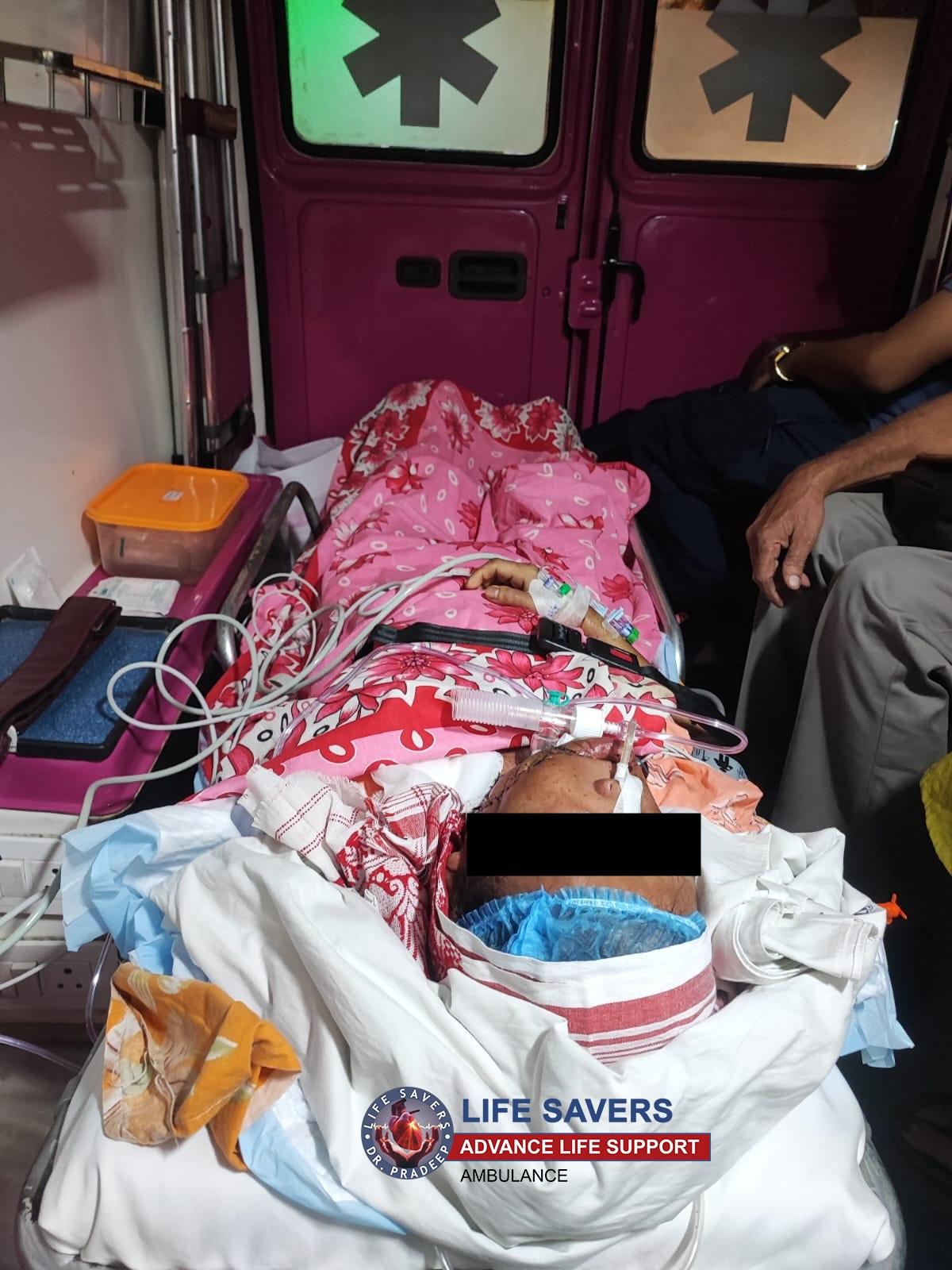 Critically ill Cancer Patient Transfer from Delhi to Guwahati by Road Ambulance
